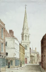 St. Antholins Kirche, Blick von Westen entlang der Watling Street, ca. 1850
